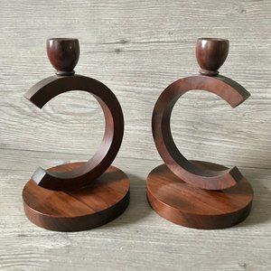 Vintage Wood Candle Holders